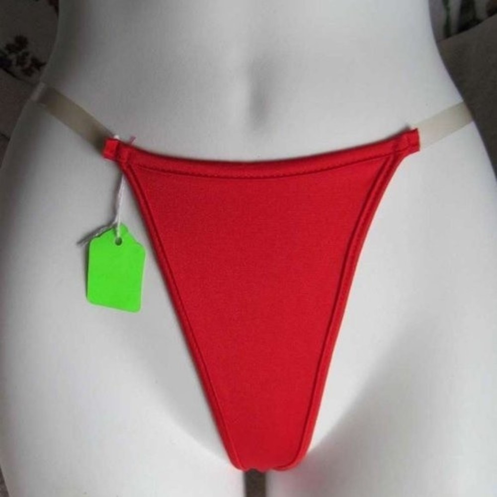 Clear Side Straps Red Thong Panties Leg Avenue Underwear One Size Small